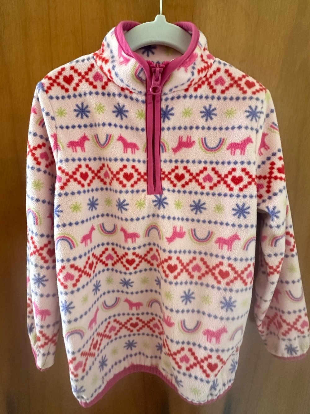 okie dokie Pink Patterned Fleece Half-Zip Pullover